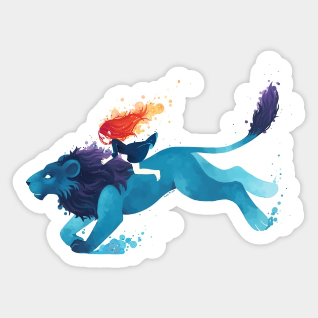 Lion Rider Sticker by Freeminds